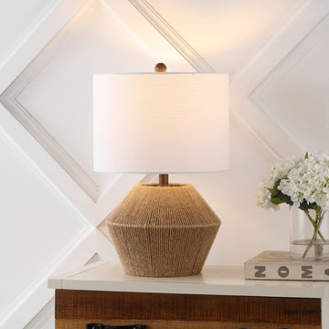 Alma 21.75" Coastal Rustic Iron/Rope LED Table Lamp - JONATHAN Y